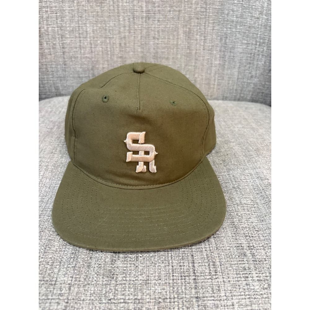 Stevenson Ranch Olive Green SR Logo Snapback Hat Linen Cotton Blend Cap